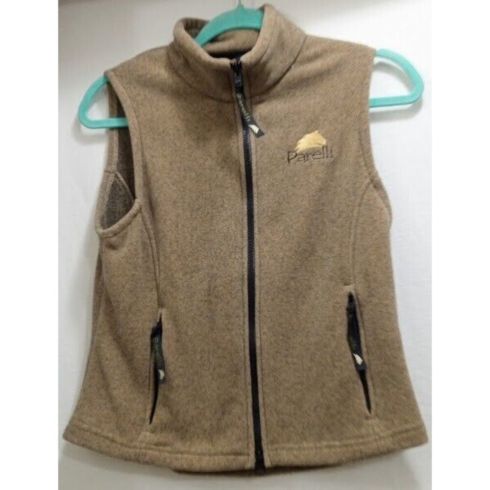 Parelli Embroidered Women’s Vest Brown Full Zip Horses Size XS USA Made Note